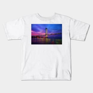 Verrazano Narrows Bridge Digital water color Kids T-Shirt